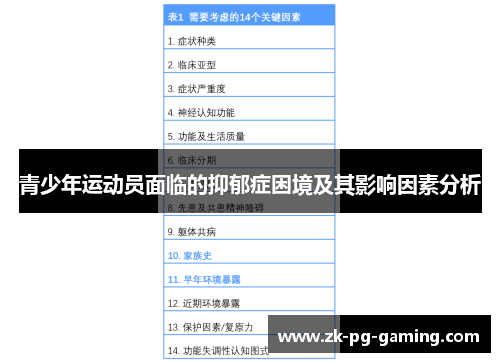 青少年运动员面临的抑郁症困境及其影响因素分析